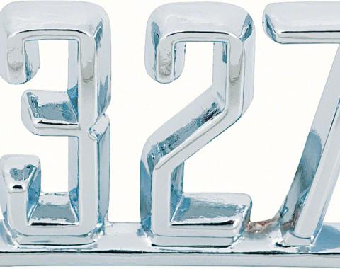 1965-67 Impala, Bel Air, Chevy II, Nova, Camaro, "327" Front Fender Emblem, Each, GM Licensed