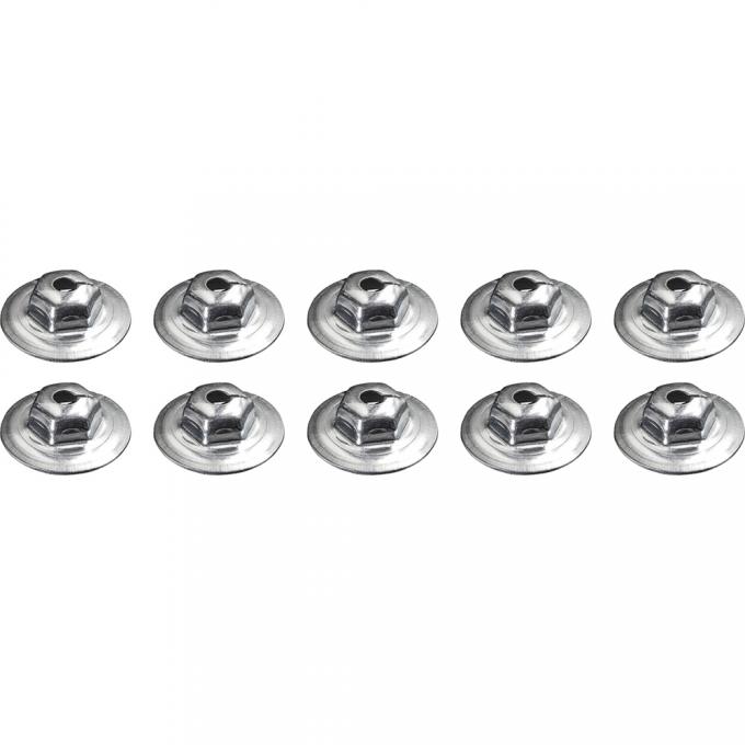 Molding Clip Retaining Pal Nut, #10-24 Thread Size, 3/4" Diameter Washer Head, 10 Piece Set