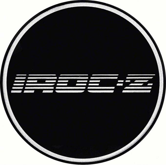 OER 2-1/2" Wheel Center Cap Emblem with Chrome IROC-Z Logo on a Black Background K151713BK