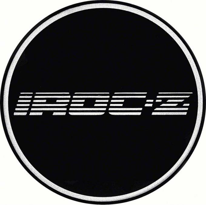 OER 2-1/2" Wheel Center Cap Emblem with Chrome IROC-Z Logo on a Black Background K151713BK