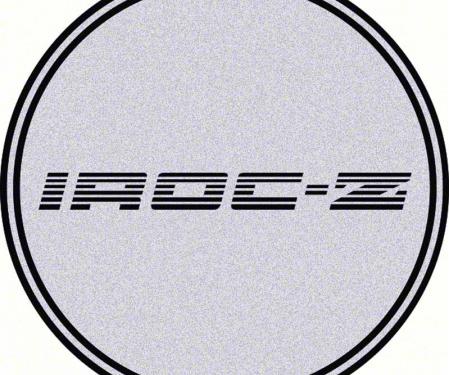 2-1/8" GTA Wheel Center Cap Emblem with Black IROC-Z Logo and Silver Background