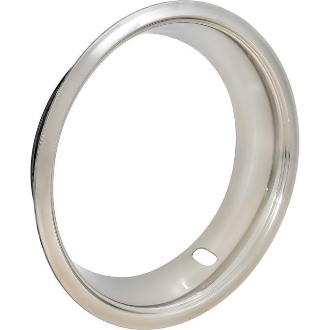 OER 14" X 7" Rallye Wheel Trim Ring, 3" Deep, Polished Stainless Steel Finish MW900