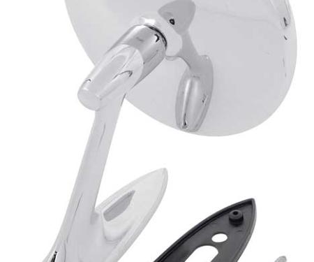 OER 1961-63 Impala, Bel Air, Corvair, 1960-63 Chevy Truck, Outer Door Mirror, with Bow Tie Logo, with Gasket & Hardware, RH or LH, GM Licensed 3912201