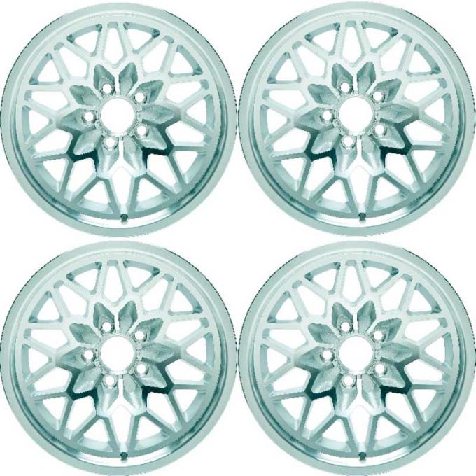 OER 1978-81 Firebird / Trans AM 15" X 8" Cast Aluminum "Snowflake" Wheel Set With Silver accents *R4413