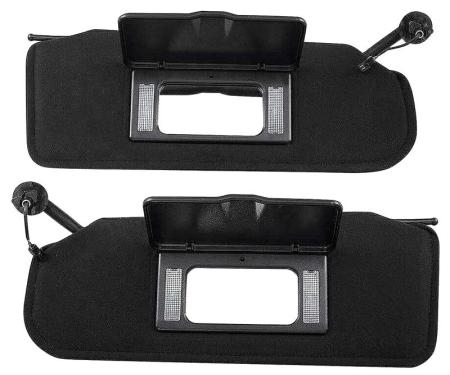 1997-04 C5 Corvette, Sun Visor Set, With Vanity Mirror, LH and RH Sides, Black, Pair