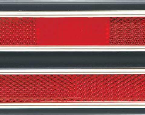 Chevy Or GMC Truck Rear Side Marker Light, Red, With Chrome Bezel, 1968-1972