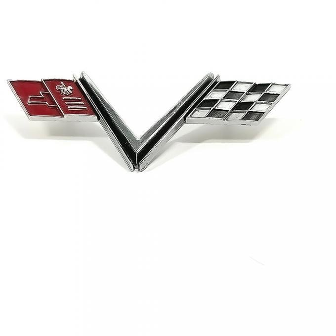 OER 1967 Impala SS, Front Fender Emblem, Crossed Flags, For Models With 427 Engine 3899582