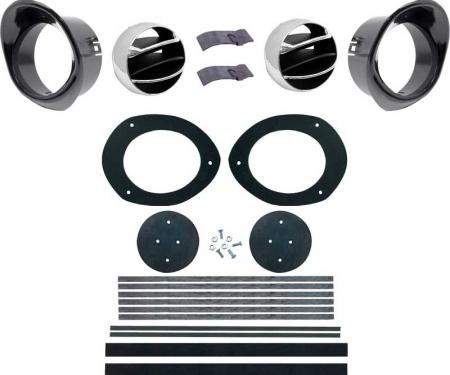1967-68 Pontiac Firebird, Astro Ventilation Dash Vent Kit, with Black Bezels, Gaskets, Retainers