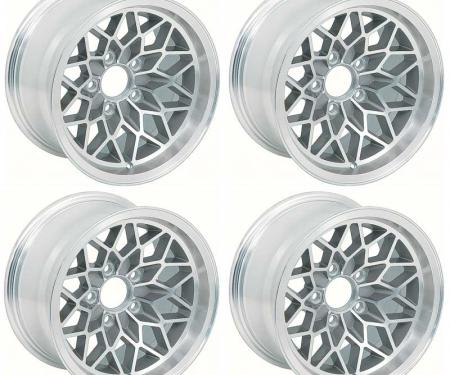 OER 1978-81 Pontiac Trans Am, Snowflake Wheel Set, 15" X 8", Backspacing 4-1/4" , Silver, Set of 4 *R4413