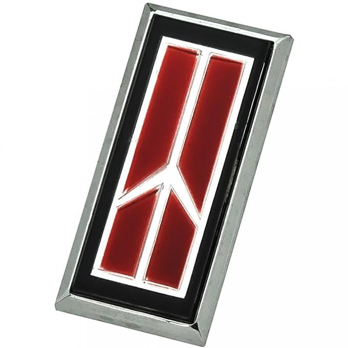 1986-88 Oldsmobile Cutlass,Tail Light Lens Emblem, Rocket Insiginia, 2-Door, Red and Chrome
