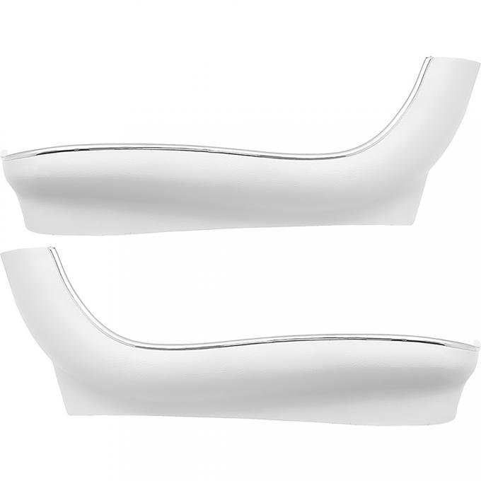 1966-72 Chevy II, Nova, GM A, B-Body, Seat Side Panel Covers, Strato Bucket, with Mylar Chrome Trim, White ABS