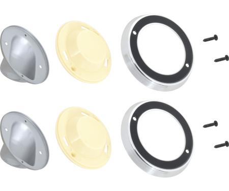 OER 1964-66 Chrysler, Dodge, Plymouth, Dome Lamp Assembly, Bezels, Lenses, Bases, 6 Piece Set MA9907