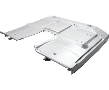 1967-72 Chevy, GMC Pickup, Full Cab Floor Pan, High Hump, Manual Trans, 2 & 4 WD, Big Block, with Braces, Bucket Seats, Silver Weld-Thru Coated