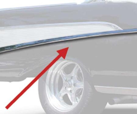OER 1957 Chevrolet Bel Air, 210 2-Door, Lower Quarter Molding, Long, Stainless Steel, RH, Passenger Side TF400098