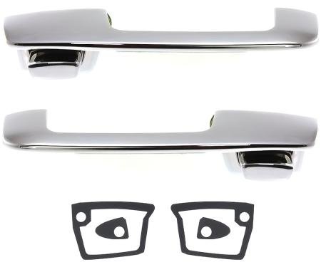 OER 1971-76 Dodge, Plymouth A-Body, 1972-93 Dodge D/W Pickup, Front Outer Door Handle Set, with Chrome Buttons MA7176