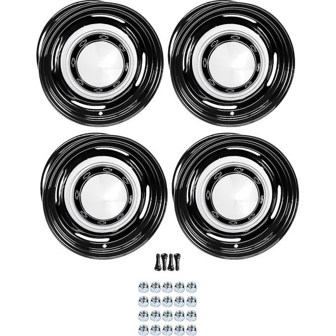OER 1956 Chevrolet Factory Style 14" Steel Wheels, Dog Dish Style, 6" Wide, 4-1/2" Backspacing *881485