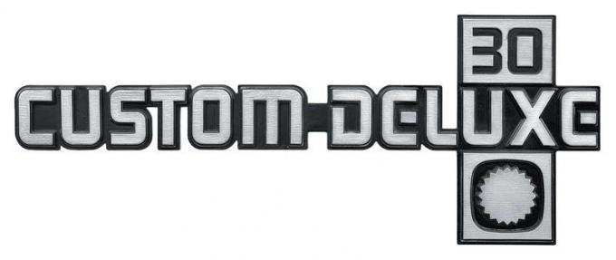 1981-87, Chevrolet Pickup Truck, CUSTOM DELUXE 30, Front Fender Emblem, Each, GM Licensed