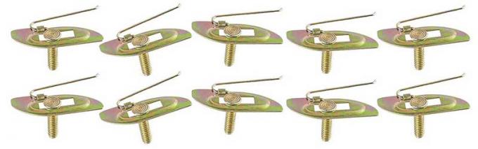 Wire Tail Molding Clip, #10-24 With Sliding Stud, 1-5/8" Long, Zinc Chromate, 10 Piece Set