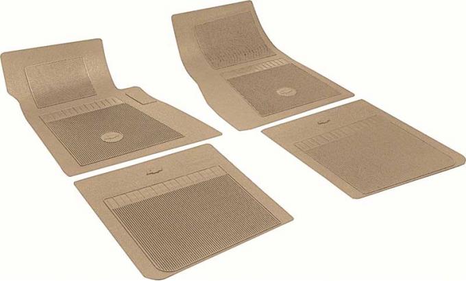 1967-81 Impala, Bel Air, Biscayne, Caprice, Bow Tie Floor Mat Set, Fawn, Set of 4