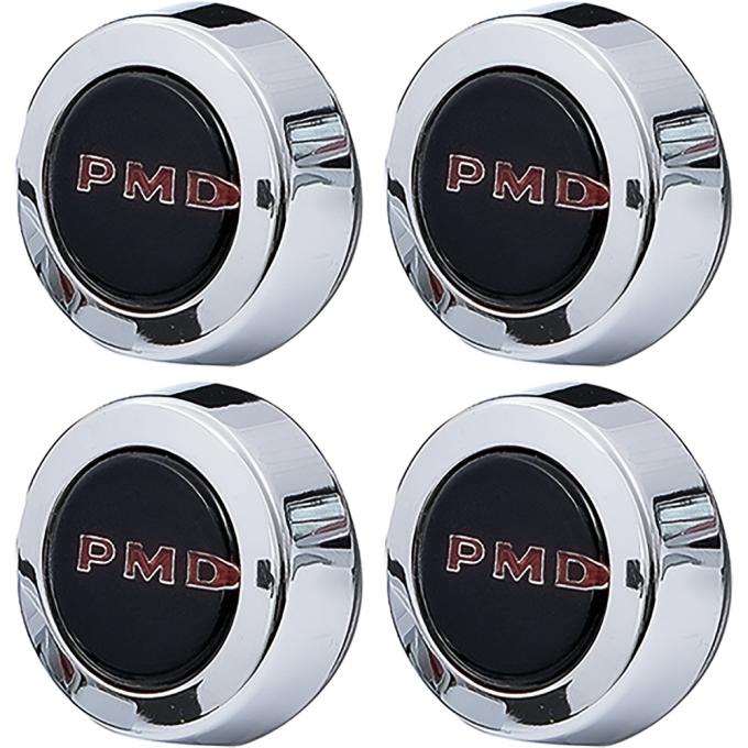 OER 1967-72 Pontiac Rally Il, Wheel Center Cap, PMD Lettering, Black with Red Letters, 4 Piece Set *881231