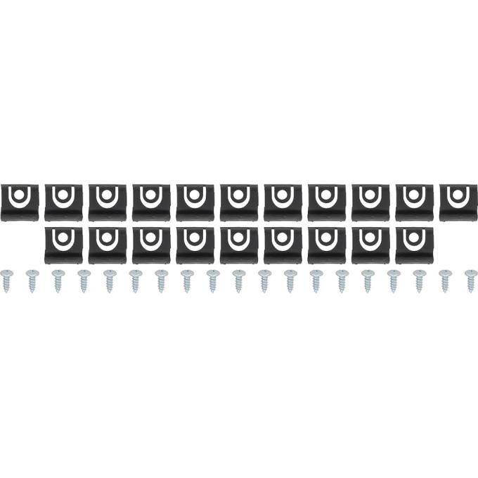 1965-66 Mustang, Rear Window Molding Clip Kit, Coupe, 19 Clips, 19 Screws, 38 Total Pieces