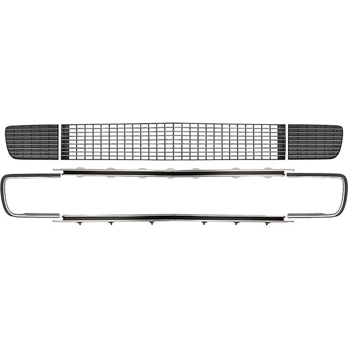 1967-68 Camaro RS Grill and Headlamp Cover Kit, With Molding Set, Black with Chrome Accents