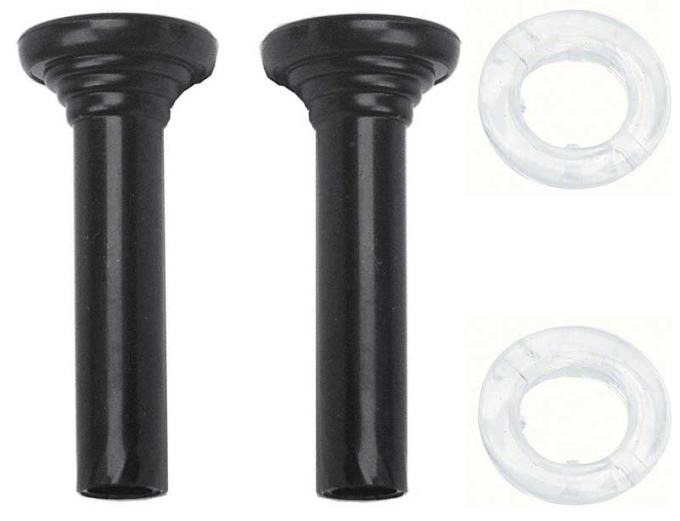1967 Chevrolet/Pontiac, Door Lock Knob Kit, Plastic, Black Knobs, With Clear Ferrules