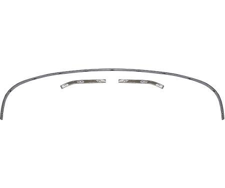 1967-68 Buick Electra 225, Cadillac DeVille, Oldsmobile 98, Convertible Top Rear Tack Strip Bow Set, Tacking Rail, Trimstick, 3-Piece