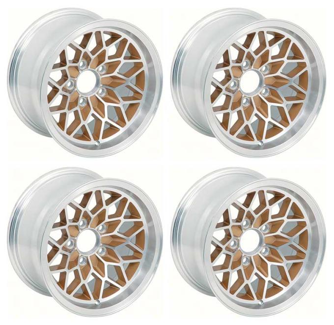 OER 1978-81 Pontiac Trans Am, Snowflake Wheel Set, 15" X 8", Backspacing 4-1/4", Gold, Set of 4 *R4412