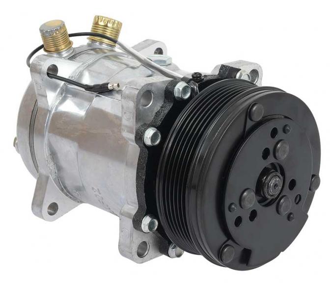 OER Sanden 508 Style A/C Compressor w/ 6-Rib Serpentine Clutch Pulley - Natural Finish - SD508/SD5H14 AC9560N