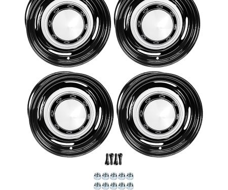 OER 1956 Chevrolet Factory Style 14" Steel Wheels, Dog Dish Style, 6" Wide, 4-1/2" Backspacing *881485