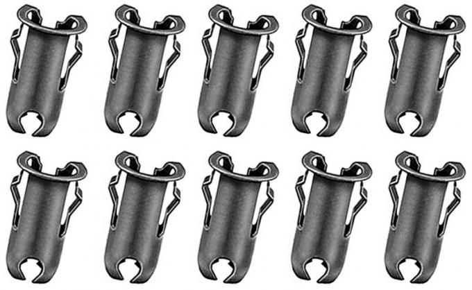 OER Barrel Nut, Fits 1/8" Emblem Stud, Fits 7/32" Hole, Spring Steel, Phosphate Coated, 10 Piece Set *8545K