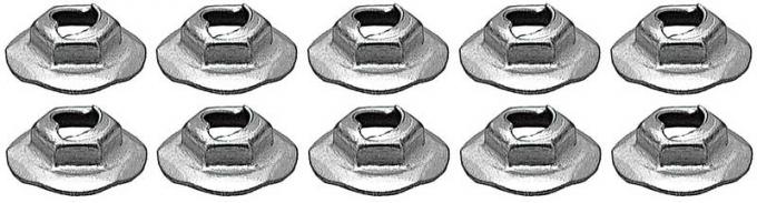 OER Thread Cutting Pal Nut, 5/16" Stud Size, Hex Washer Head, Zinc Plated, 10 Piece Set *A10733K