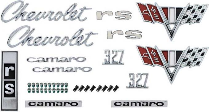 1967 Camaro Rally Sport, Exterior Emblem Kit, with 327 Engine