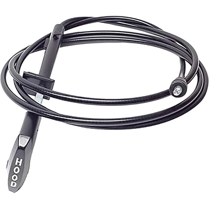 1971-90 Chevy Full Size, 1973-90 Buick, Oldsmobile, Pontiac A-Body, Hood Release Cable and Handle Assembly: 1 Piece Cable, Various Models