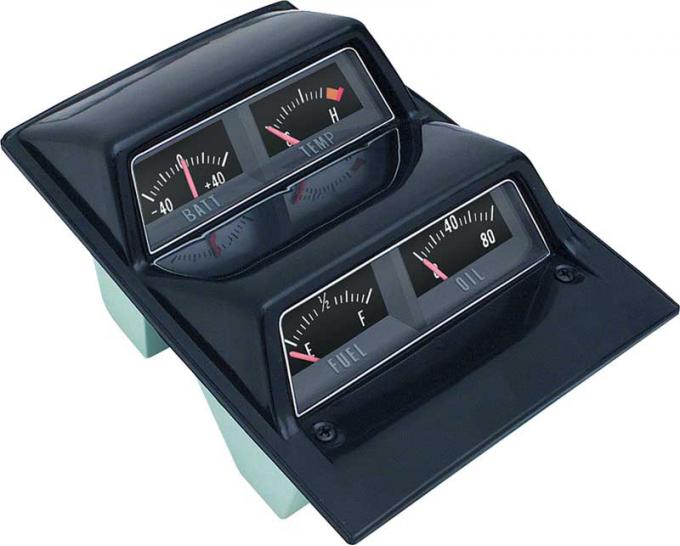 OER 1968-74 Nova, Ventura, GTO, Console Gauge Assembly, Black Gauges , Pre-Assembled 3952636