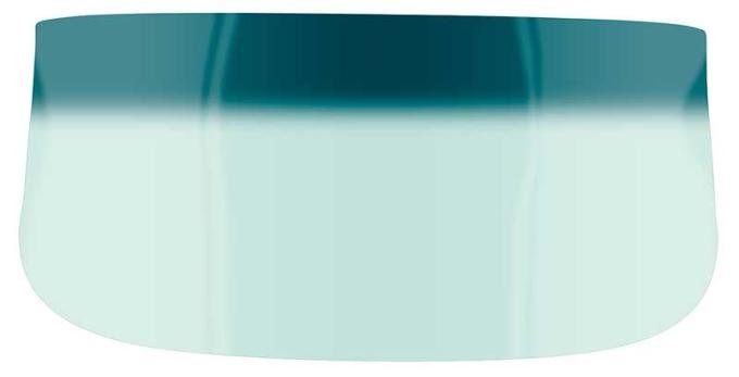 1963-64 Buick, Chevy, Pontiac, Oldsmobile, Full Size, Front Windshield, Glass, 2 & 4 Door Sedan, Station Wagon, Light Green Tint, with Upper Blue/Green Shaded Band