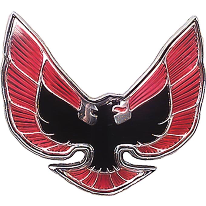 OER 1974-76 Pontiac Firebird, Front End Panel Emblem, Red & Black, with Hardware, GM Licensed 494476