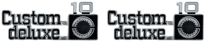 OER 1975-80 Chevrolet Truck "CUSTOM DELUXE 10" Front Fender Emblem, Pair *157520