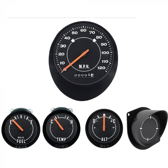 1970-74 Cuda, 1971-74 Challenger, Standard Dash Gauges, With Clock