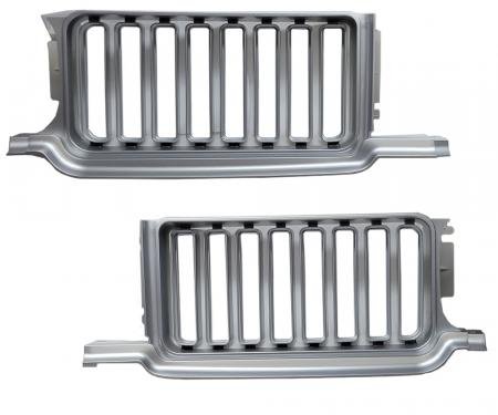 1970-70 Oldsmobile Cutlass, F85, 442, Grilles, Black & Silver Plastic, Pair