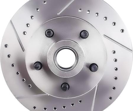 1962-72 Dodge, Plymouth Disc Brake Converted A-Body Models, Brake Rotor, Front, 11" Diameter, 5x4" Lug Pattern, Drilled and Slotted, LH, Driver Side