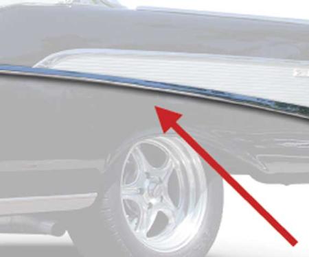 OER 1957 Chevrolet Bel Air, 210 2-Door, Lower Quarter Molding, Long, Stainless Steel, LH, Driver Side TF400097