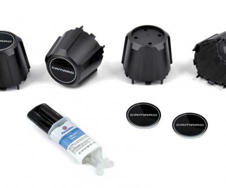 OER 1982-92 Camaro Z28 N90 Wheel Black Center Cap With Domed Poly Camaro Logo - Set of 4 *881204