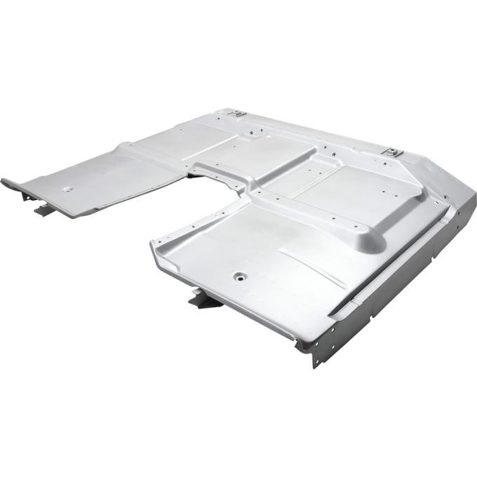 1967-72 Chevy, GMC Pickup, Full Cab Floor Pan, High Hump, Manual Trans, 2 & 4 WD, Big Block, with Braces, Bucket Seats, Silver Weld-Thru Coated