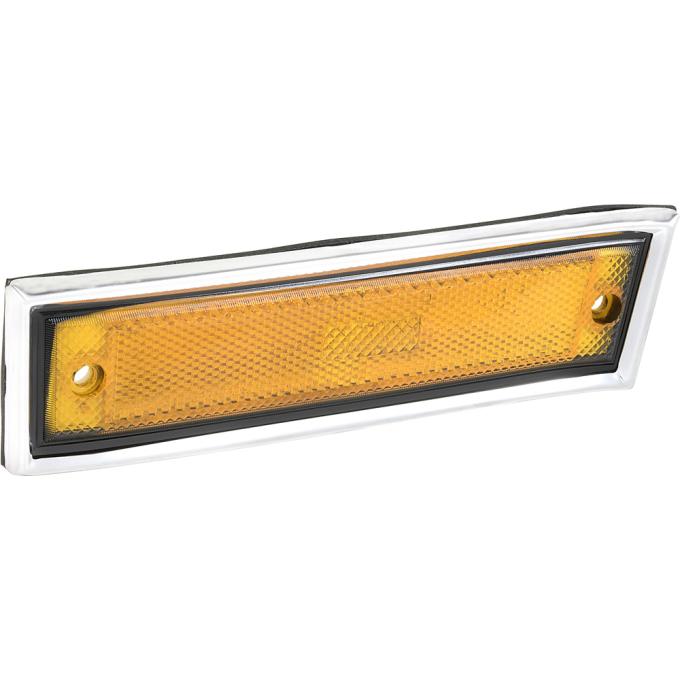 1981-91 Chevy, GMC Truck, Front Side Marker Lamp, Amber, Polished Trim Bezel & Gasket, LH, Driver Side