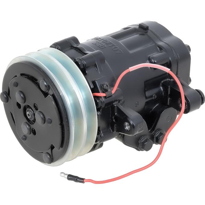 Sanden 706 Style "Peanut" A/C Compressor w/ 2-Groove V-Belt Clutch Pulley - Black Housing, Silver Clutch Pulley - SD7B10