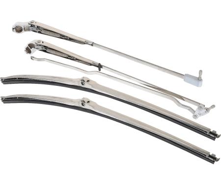 1970-81 Camaro, Firebird, Windshield Wiper Arm & Blade Set, with Recessed Wipers, Stainless Steel