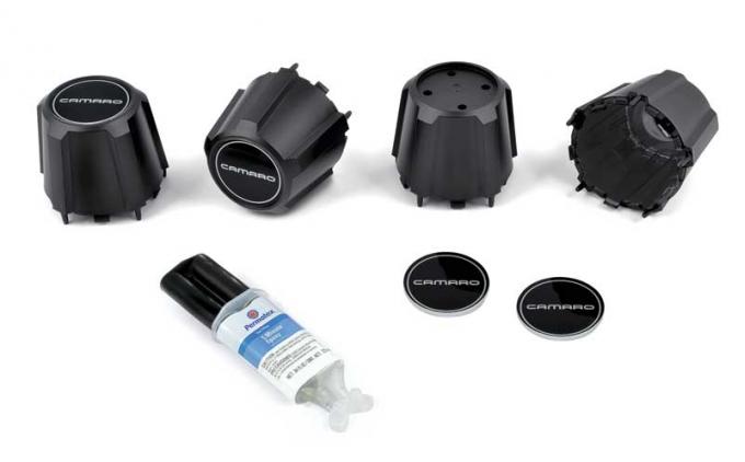 OER 1982-92 Camaro Z28 N90 Wheel Black Center Cap With Domed Poly Camaro Logo - Set of 4 *881204