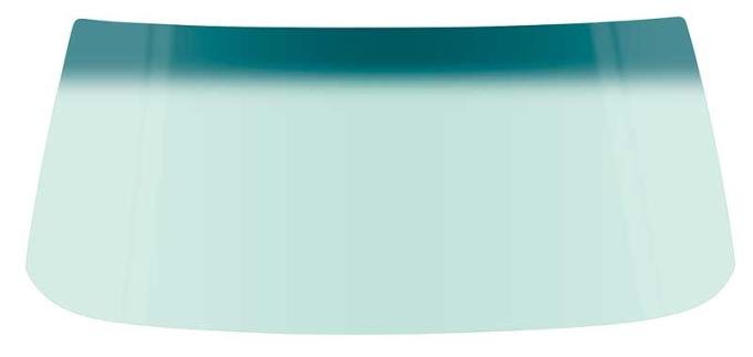 OER 1965-68 Chrysler, Dodge, Plymouth, C-Body, Front Windshield Glass, Lt Green Tint, with Blue/Green Upper Shaded Band DW657T